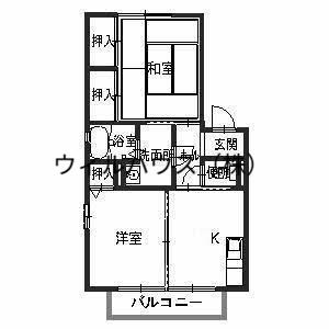 ロジュマンイズミF棟(2K/1階)の間取り写真