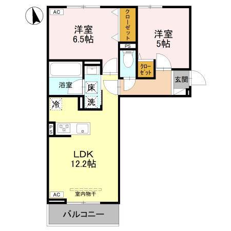 CHARME(2LDK/1階)の間取り写真
