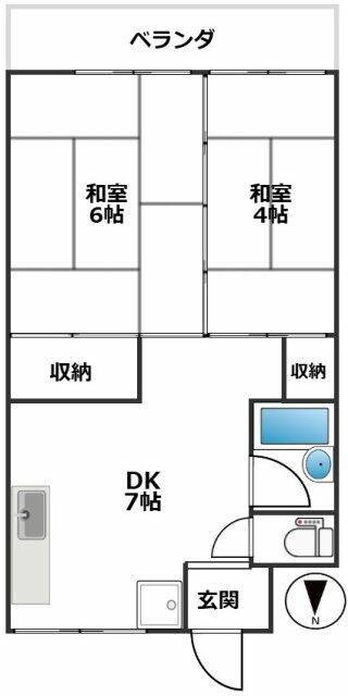 ハイツ和の家(2DK/2階)の間取り写真