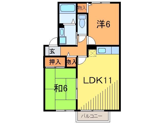 ベルメゾン明石2(2LDK/2階)の間取り写真