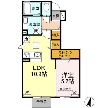 ソレイユ(1LDK/1階)の間取り写真