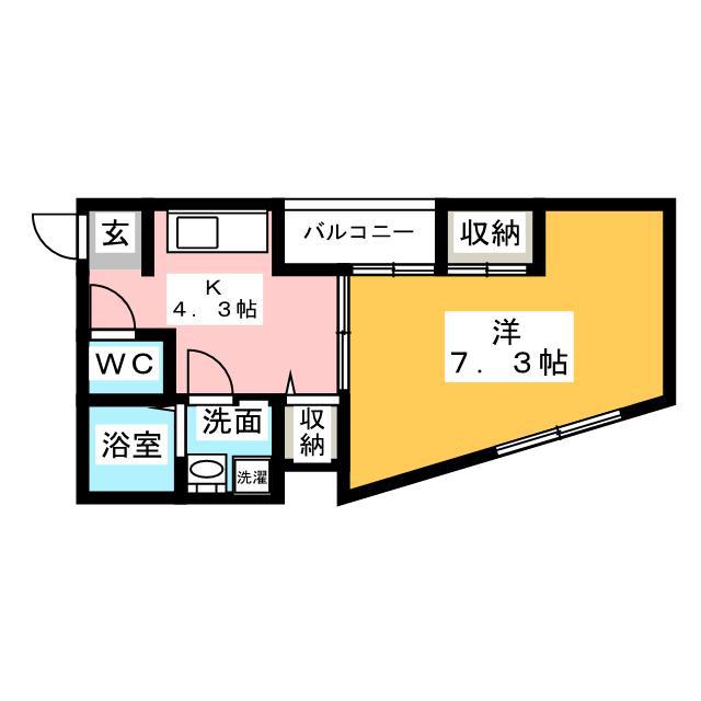 アンセム府中分倍河原(1K/1階)の間取り写真
