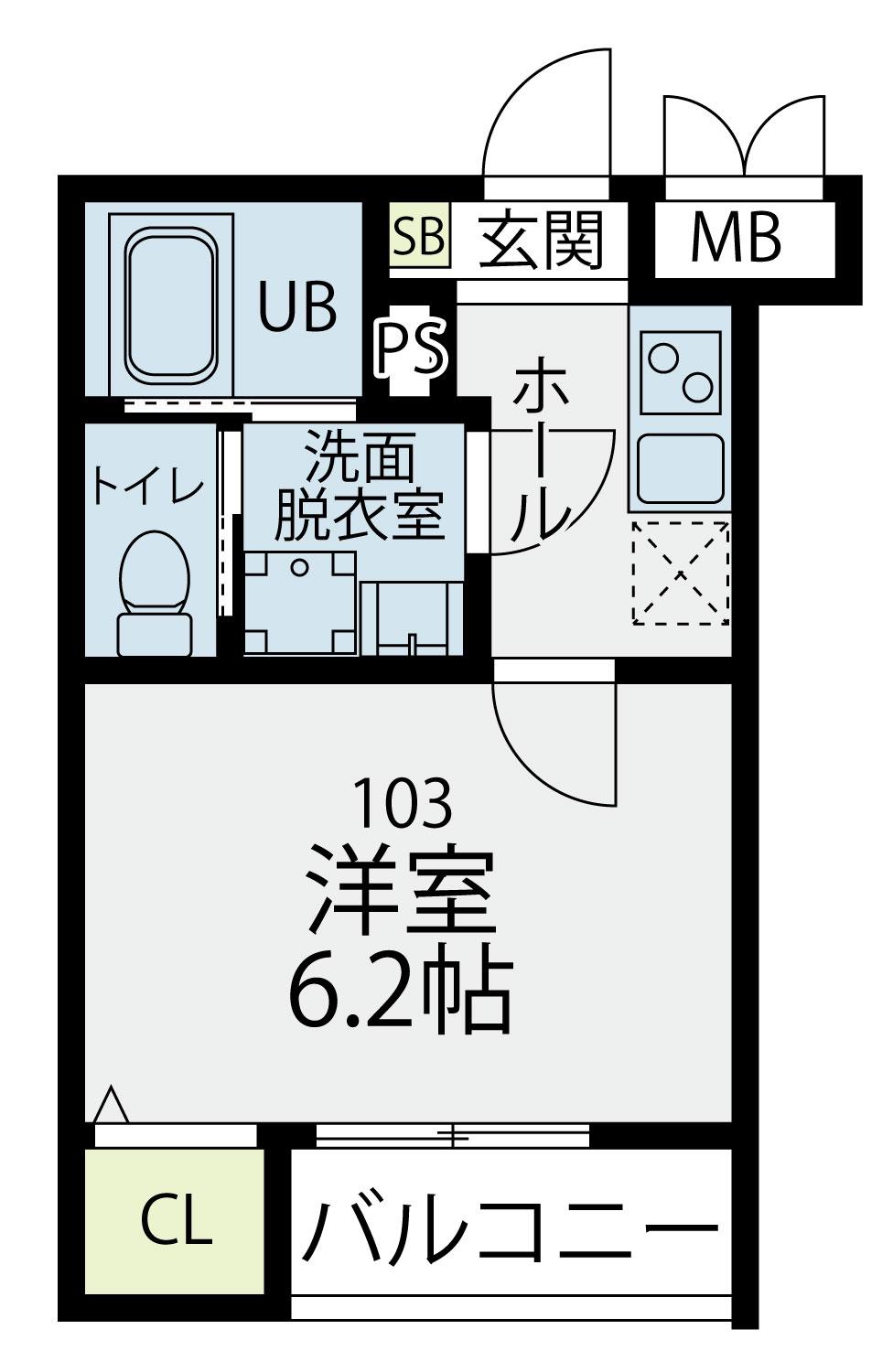 プラフィド(1K/1階)の間取り写真