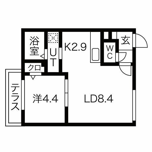 パティオ北21(1LDK/1階)の間取り写真