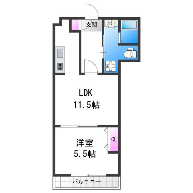 WINDBELL天下茶屋(1LDK/2階)の間取り写真