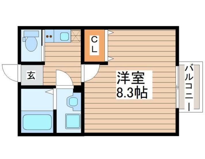 NOBLE台原(1K/2階)の間取り写真