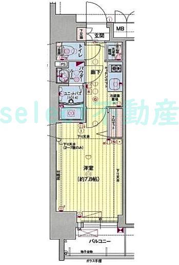プレサンス丸の内雅殿(1K/4階)の間取り写真