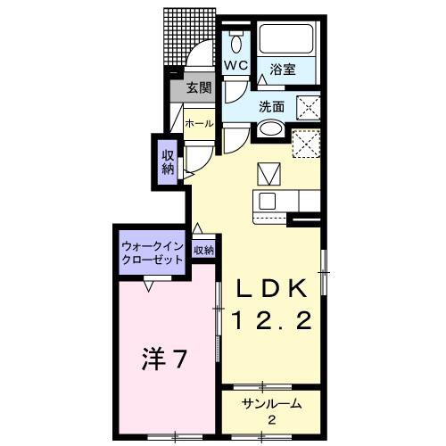 リアンI(1LDK/1階)の間取り写真