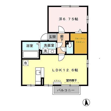 ヴァンリベール(1LDK/2階)の間取り写真