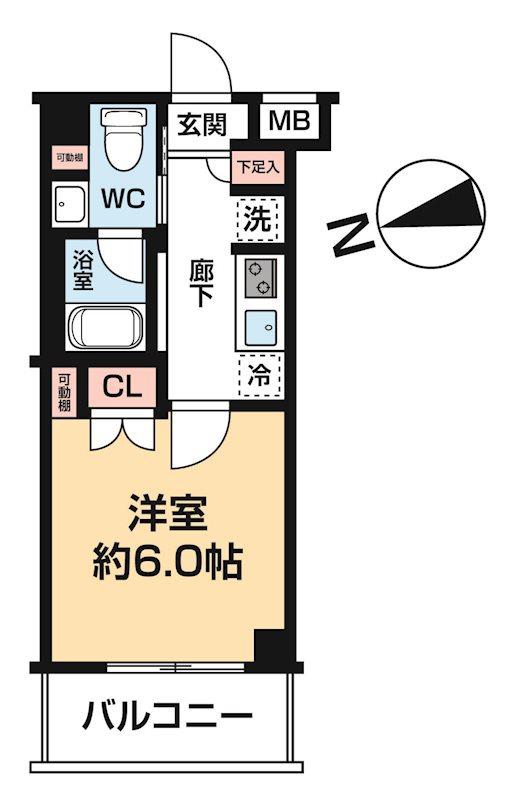 AZEST川口(1K/5階)の間取り写真