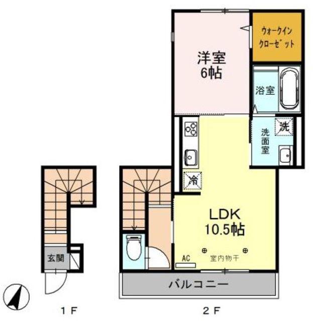 PLEASURE西大宮(1LDK/2階)の間取り写真