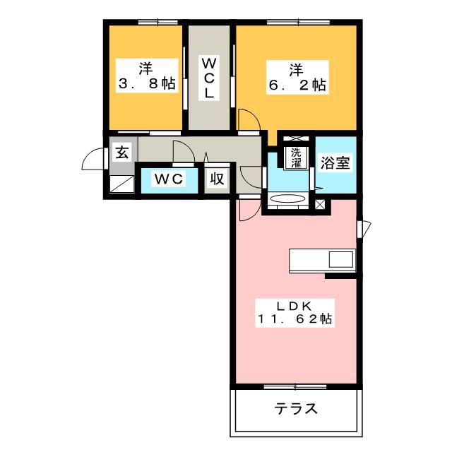 DAIWAHAUSEセキュリティD-ROOMアネシス(2LDK/1階)の間取り写真