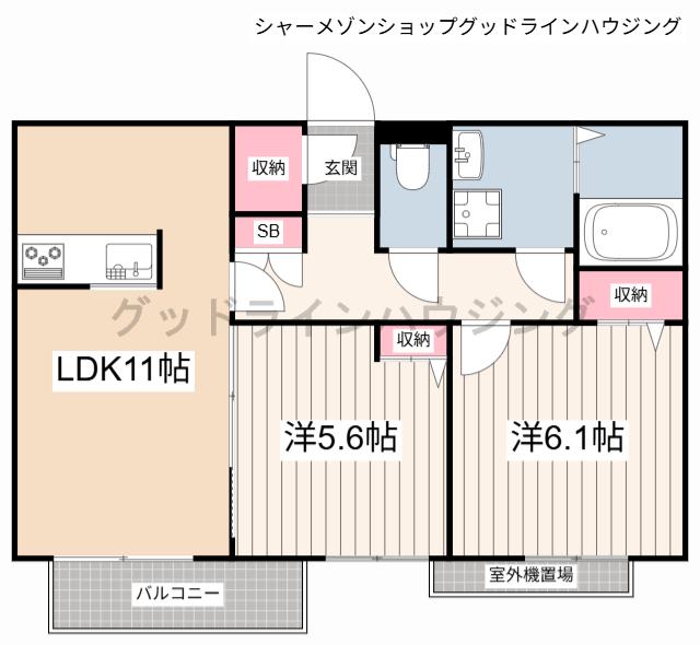 シャーメゾンアルフラット(2LDK/1階)の間取り写真