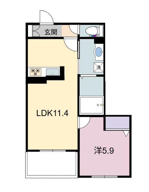 シャーメゾンRAC下鈎(1LDK/3階)の間取り写真