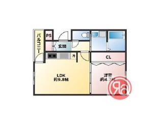 J-BRIGHT長居(1LDK/3階)の間取り写真