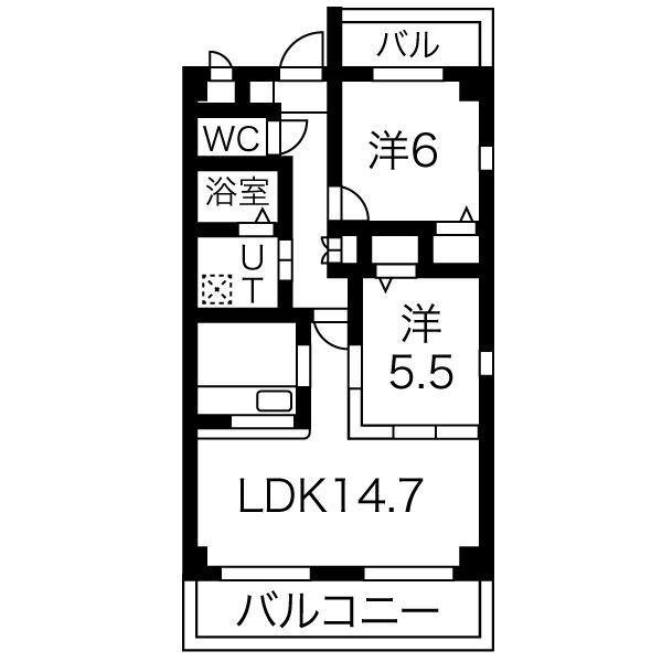 クレセール ウエスト(2LDK/1階)の間取り写真