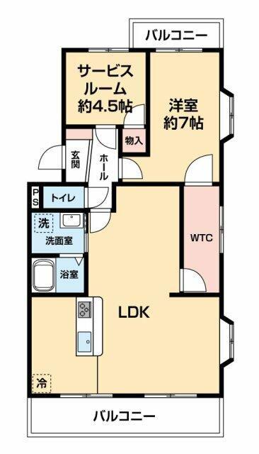 フローラ蜆塚II(1SLDK/2階)の間取り写真