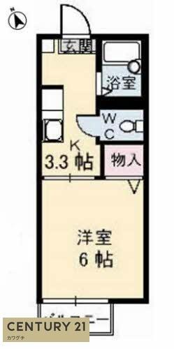 メゾングレイス(1K/2階)の間取り写真