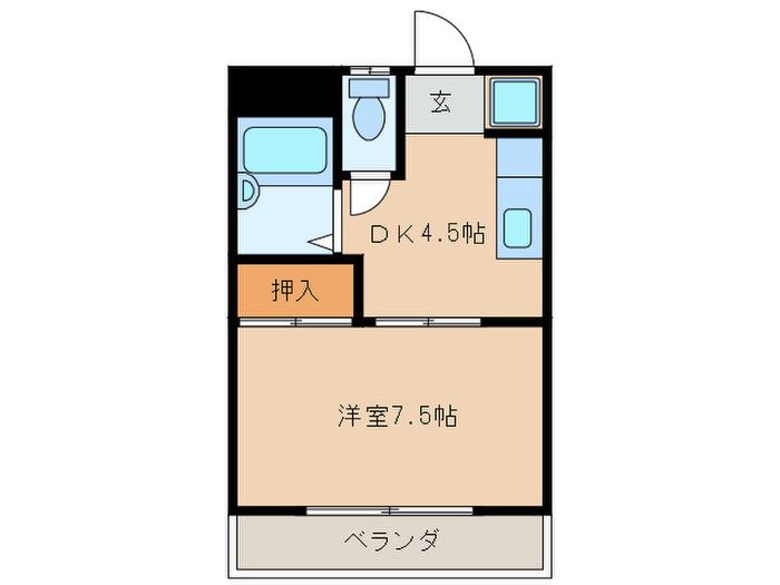 ササキビル(1DK/4階)の間取り写真