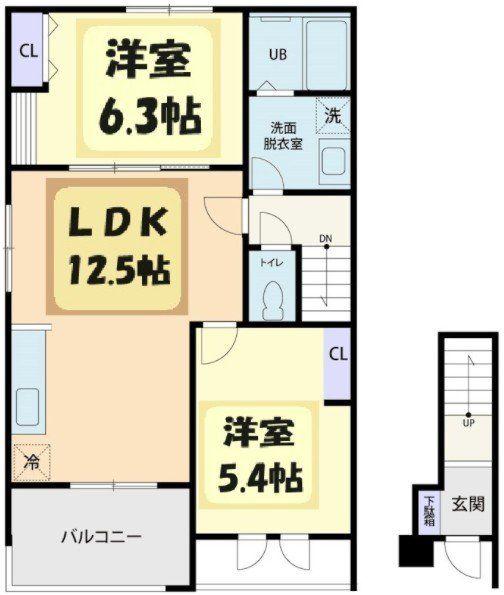 TIARA(2LDK/2階)の間取り写真