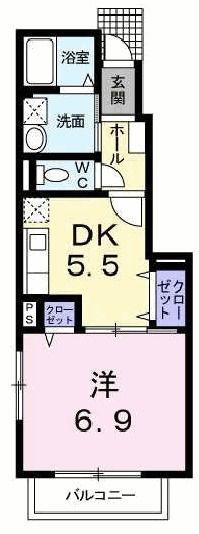 ソレイユ(1DK/1階)の間取り写真