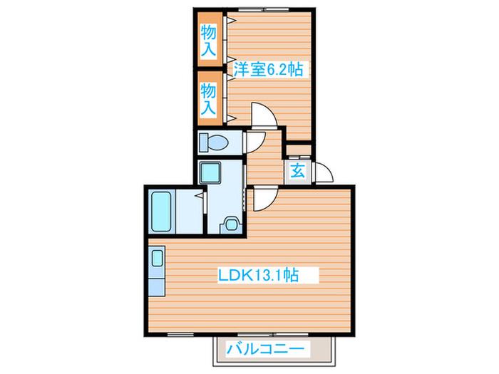 ライズ五十人町(1LDK/2階)の間取り写真
