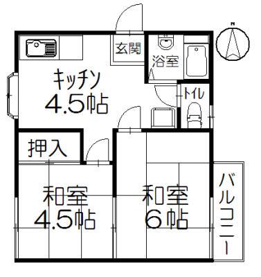 セフィーロ湘南(2K/2階)の間取り写真