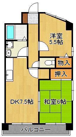 アベニュー21(2DK/4階)の間取り写真