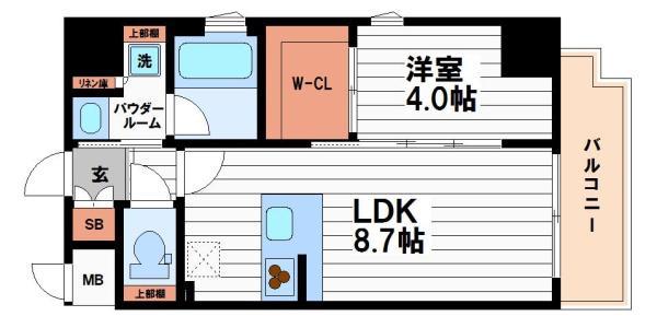 シーズンフラッツ大手前(1LDK/3階)の間取り写真