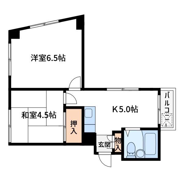 春原ビル(2K/5階)の間取り写真