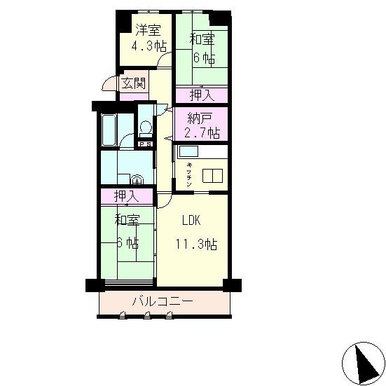 グランドメゾン守山4(3LDK/2階)の間取り写真