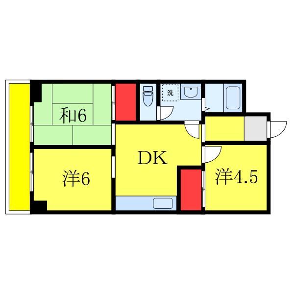 新田第6ハイツ(3DK/5階)の間取り写真