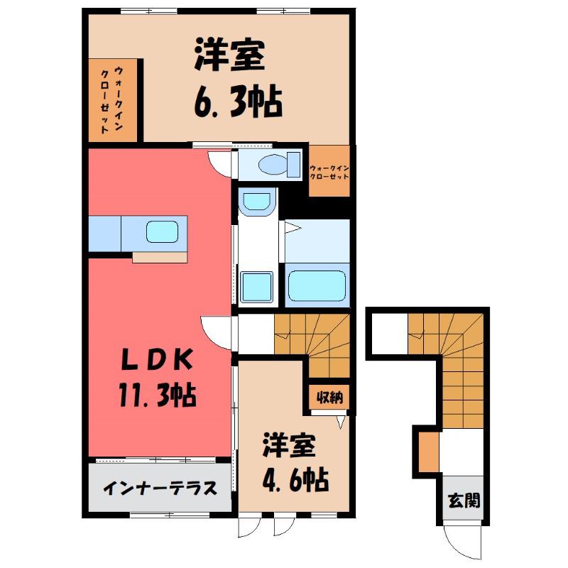 パーク モルデノ(2LDK/2階)の間取り写真