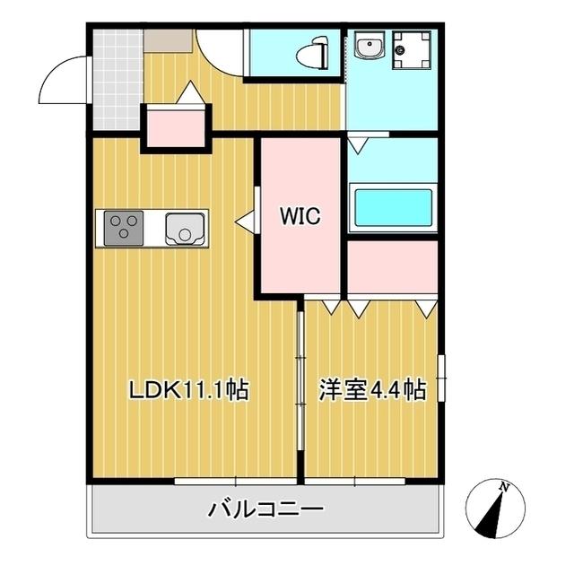 カーサ・ヴェルデ(1LDK/2階)の間取り写真