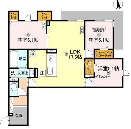 ナサハウス(3LDK/1階)の間取り写真