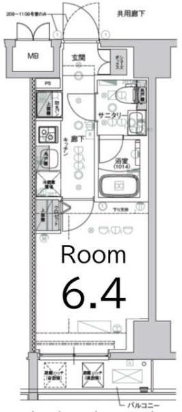 クレストタップ新横浜(1K/2階)の間取り写真