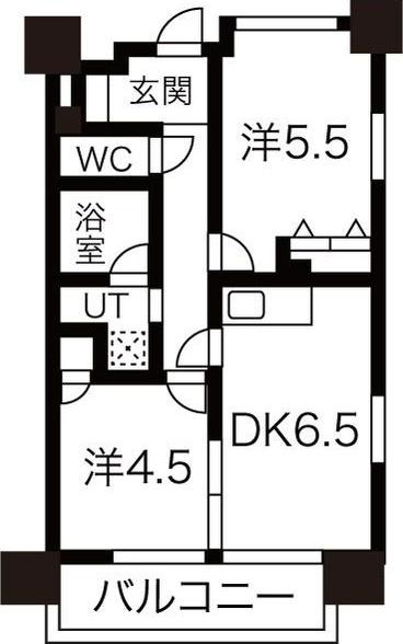 セザール南10条西(2DK/7階)の間取り写真