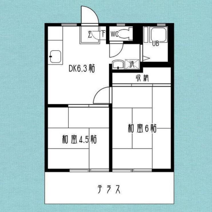 フォレストコート伊勢原(2DK/1階)の間取り写真