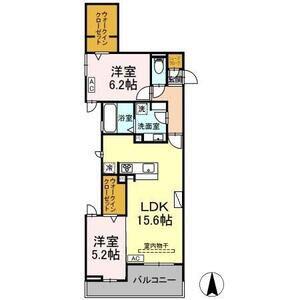 サンカーム つるまい(2LDK/3階)の間取り写真