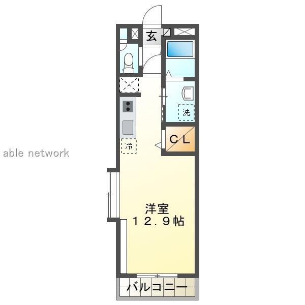 ホポロ大形本町(ワンルーム/4階)の間取り写真