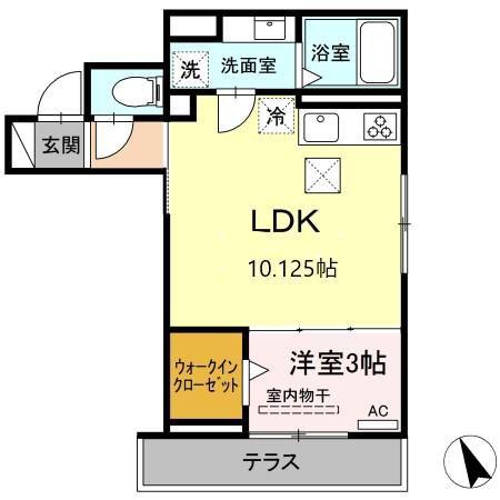ルミエール・ドゥ・ソレイユ(1LDK/1階)の間取り写真