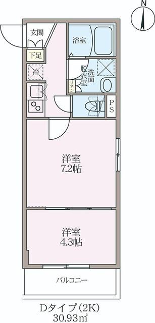 ラヴィエール住吉駅前(2K/3階)の間取り写真