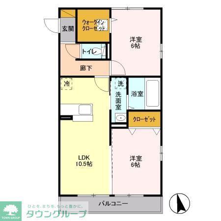 サニーウエル(2LDK/2階)の間取り写真
