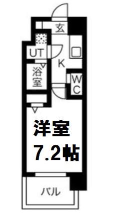 エグゼ難波西II(1K/2階)の間取り写真
