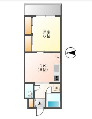 氷川ハウス(1DK/2階)の間取り写真