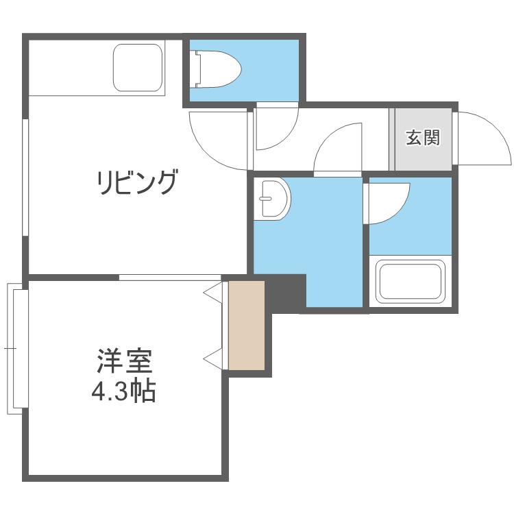 リナコートA(1DK/3階)の間取り写真