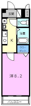 フィールドコート(1K/1階)の間取り写真