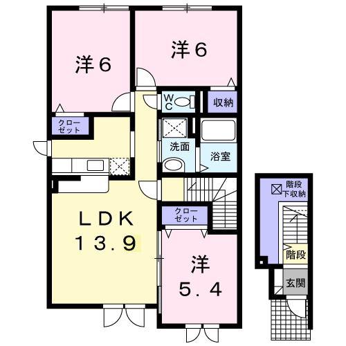 ＪＲ函館本線 旭川駅 バス乗車時間：20分 最寄りバス停で下車 徒歩5分 2階建 築17年(3LDK/2階)の間取り写真