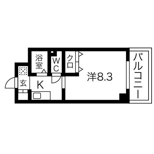 アビイ・ロード(1K/6階)の間取り写真