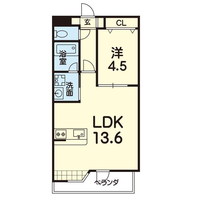 ホワイトステージ世安(1LDK/4階)の間取り写真